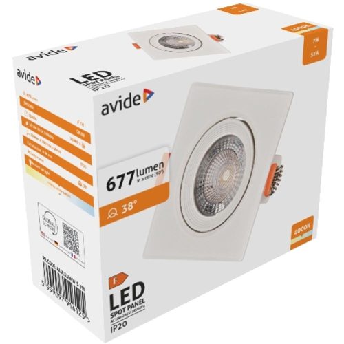 AVIDE Led Beépíthető Spot 38° Négyzetes 7W Nw 4000K