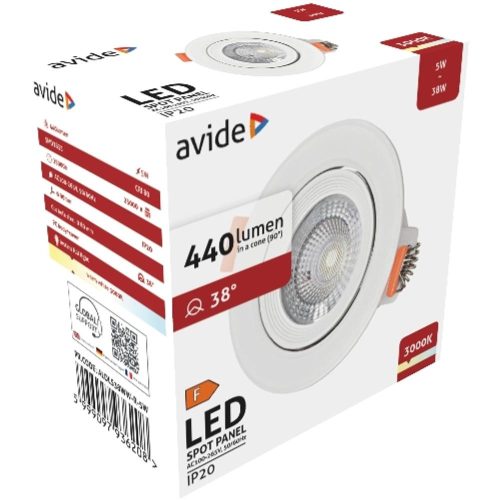 AVIDE Led Beépíthető Spot 38° Kerek 5W Ww 3000K