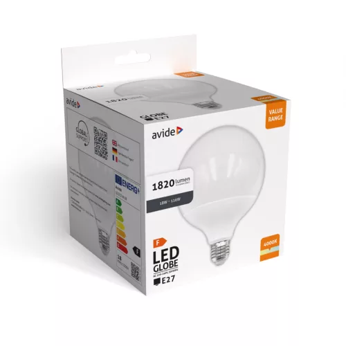 Avide Value LED G120 SMD gömb Opal E27 18W természetes fehér 4000K