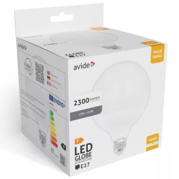   Avide Value LED G120 SMD gömb Opal E27 23W természetes fehér 4000K