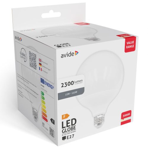 Avide Value LED G120 SMD gömb Opal E27 23W meleg fehér 3000K