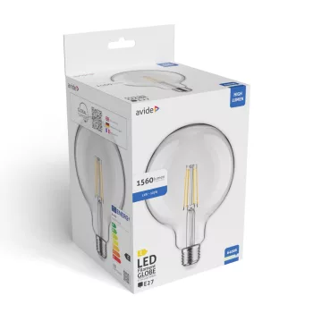   Avide Value LED G125 Filament gömb E27 12W hideg fehér 6400K
