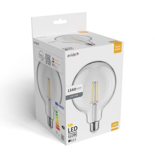 Avide Value LED G125 Filament gömb E27 12W természetes fehér 4000K