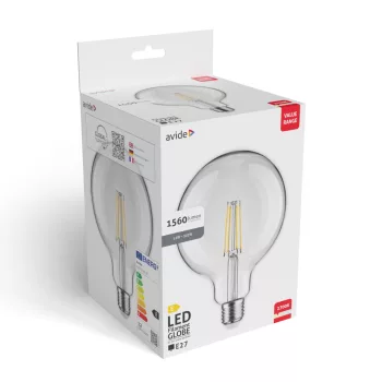   Avide Value LED G125 Filament gömb E27 12W meleg fehér 3000K