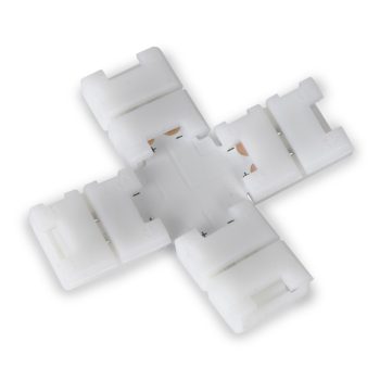   Avide LED Szalag 12-24V X elosztó elem, forr.mentes, fehér-2eres, 8mm (10 db-os csom.)