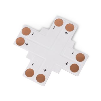   Avide LED Szalag 12-24V X elosztó elem, forr.mentes, fehér-2 eres, 8mm (10 db-os csom.)