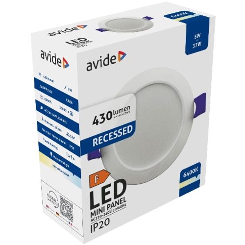 AVIDE Led Beépíthető Kerek Mennyezeti Lámpa Műanyag 5W Cw 6400K