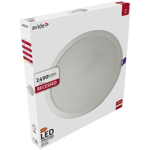 AVIDE Led Beépíthető Kerek Mennyezeti Lámpa Műanyag 24W Ww 3000K