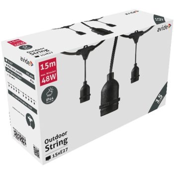 AVIDE Kültéri E27 Füzér 15M 15 Foglalat