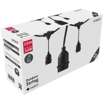AVIDE Kültéri E27 Füzér 15M 24 Foglalat