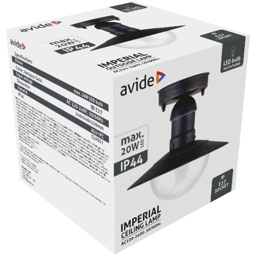 AVIDE Kültéri Mennyezeti Lámpa Imperial 1Xe27 Ip44 Antik Arany