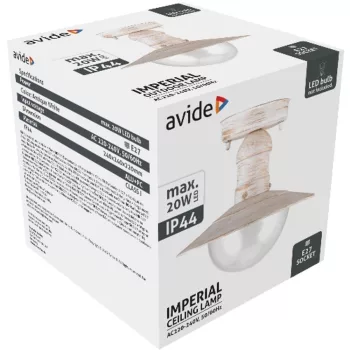   AVIDE Kültéri Mennyezeti Lámpa Imperial 1Xe27 Ip44 Antik Fehér