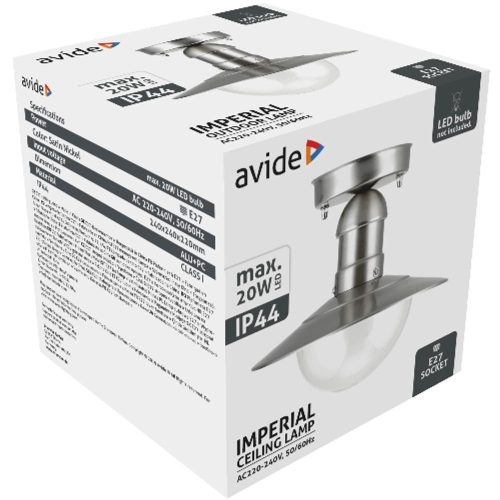 AVIDE Kültéri Mennyezeti Lámpa Imperial 1Xe27 Ip44 Rozsdamentes Acél
