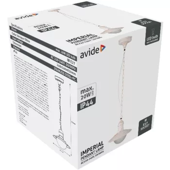   AVIDE Kültéri Függeszték Lámpa Imperial 1Xe27 Ip44 Antik Fehér