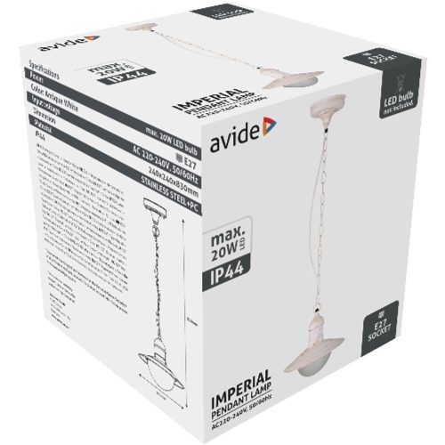 AVIDE Kültéri Függeszték Lámpa Imperial 1Xe27 Ip44 Antik Fehér