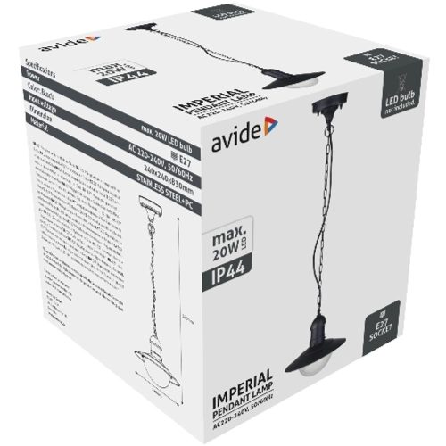 AVIDE Kültéri Függeszték Lámpa Imperial 1Xe27 Ip44 Fekete