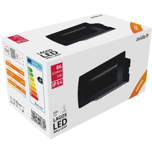 AVIDE Kültéri Lépcső Lámpa Beépíthető Lagos Led 3W Nw Ip54 140Mm