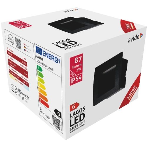 AVIDE Kültéri Lépcső Lámpa Beépíthető Lagos Led 3W Ww Ip54 90Mm