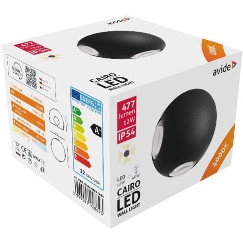 AVIDE Kültéri Fali Lámpa Cairo 4 Irányú Led 12W Nw Ip54