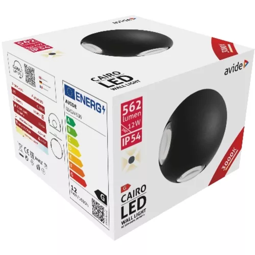 AVIDE Kültéri Fali Lámpa Cairo 4 Irányú Led 12W Ww Ip54