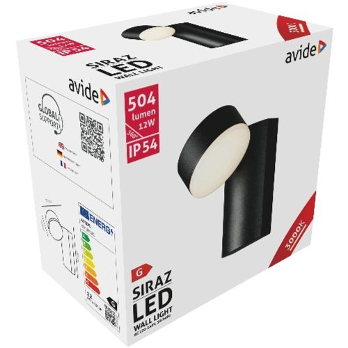 AVIDE Kültéri Fali Lámpa Siraz Led 12W Ww Ip54