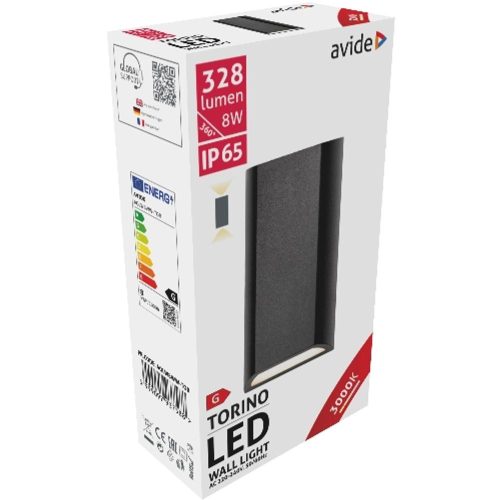 AVIDE Kültéri Fali Lámpa Torino 2 Irányú Led 8W Ww Ip65
