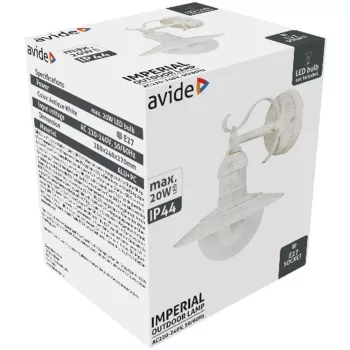 AVIDE Kültéri Fali Lámpa Imperial 1Xe27 Ip44 Antik Fehér