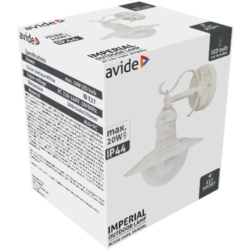 AVIDE Kültéri Fali Lámpa Imperial 1Xe27 Ip44 Antik Fehér