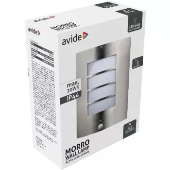   AVIDE Kültéri Fali Lámpa Morro 1Xe27 Pir Ip44 Szatén Nikkel