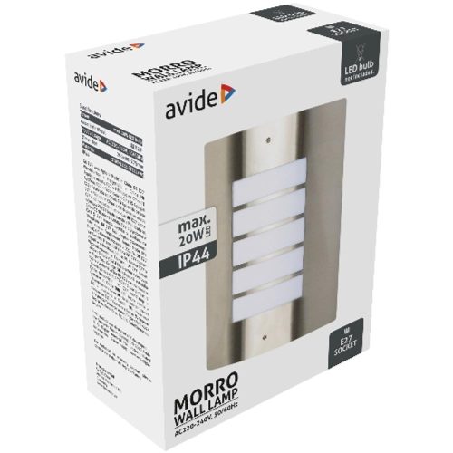 AVIDE Kültéri Fali Lámpa Morro 1Xe27 Ip44 Szatén Nikkel
