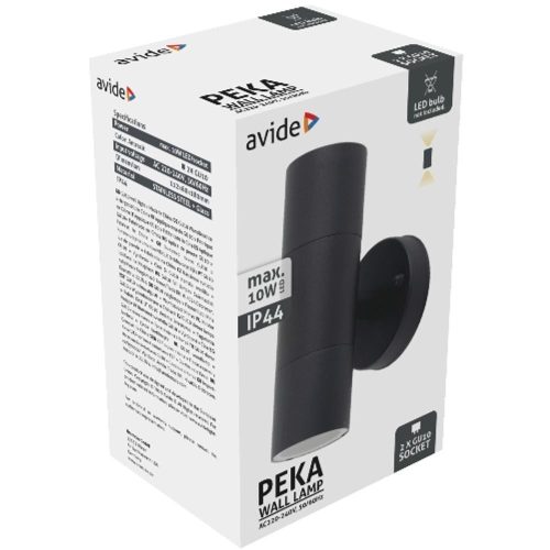 AVIDE Kültéri Fali Lámpa Peka 2Xgu10 Ip44 Antracit
