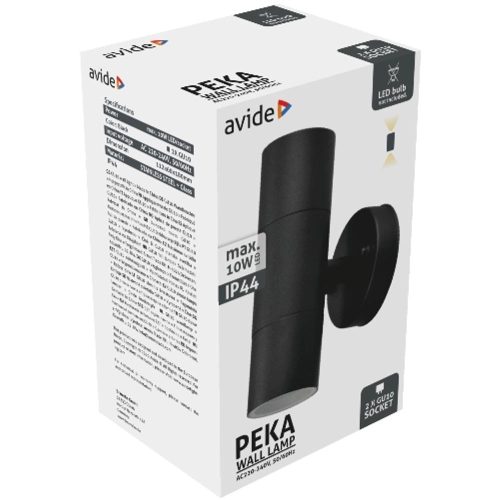 AVIDE Kültéri Fali Lámpa Peka 2Xgu10 Ip44 Fekete