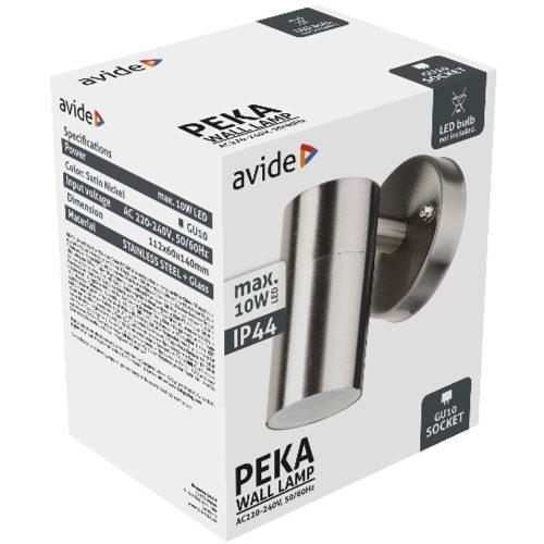 AVIDE Kültéri Fali Lámpa Peka 1Xgu10 Ip44 Szatén Nikkel