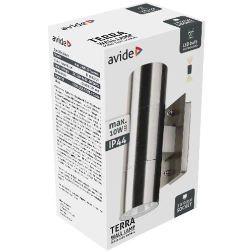 AVIDE Kültéri Fali Lámpa Terra 2Xgu10 Ip44 Szatén Nikkel