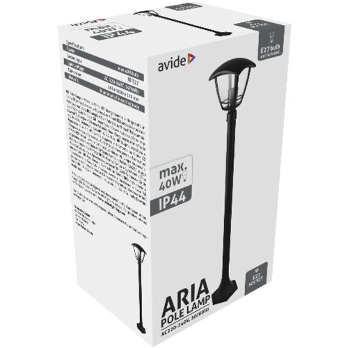 AVIDE Kültéri Álló Lámpa Aria 1000Mm 1Xe27 Fekete Ip44