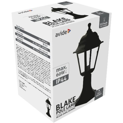 AVIDE Kültéri Álló Lámpa Blake 1Xe27 415Mm Fekete Ip44