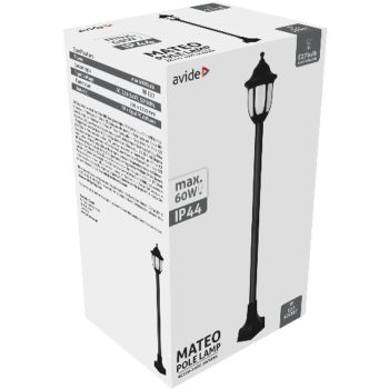   AVIDE Kültéri Álló Lámpa Mateo-Xl 1220Mm 1Xe27 Fekete Ip44