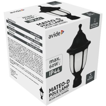 AVIDE Kültéri Álló Lámpa Mateo Xs 1Xe27 Fekete Ip44