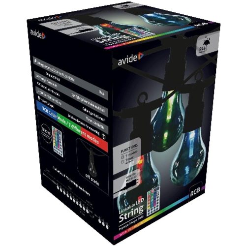AVIDE Kültéri Füzér 5M Papaya Rgb Sorolható Távirányítóval