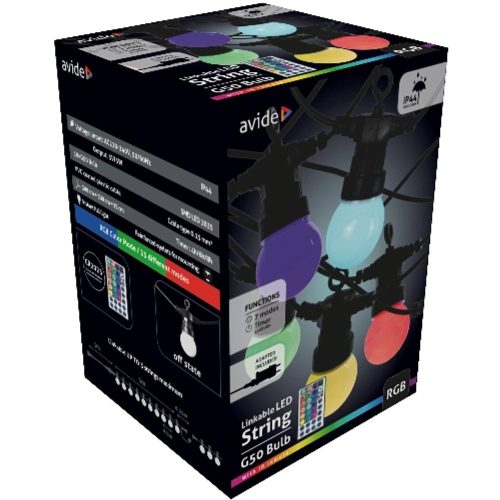 AVIDE Kültéri Füzér 5M Rgb Sorolható Távirányítóval