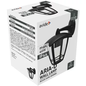 AVIDE Kültéri Fali Lámpa Aria-D 1Xe27 Fekete Ip44