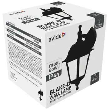 AVIDE Kültéri Fali Lámpa Blake-D 1Xe27 Fekete Ip44