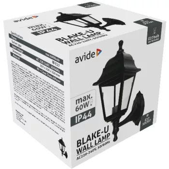 AVIDE Kültéri Fali Lámpa Blake-U 1Xe27 Fekete Ip44