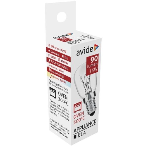 AVIDE Sütőizzó 300°C Izzó 15W E14 Ww 3000K