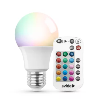   Avide Smart LED gömb A60 9.7W RGB+W 2700K IR Távirányítóval