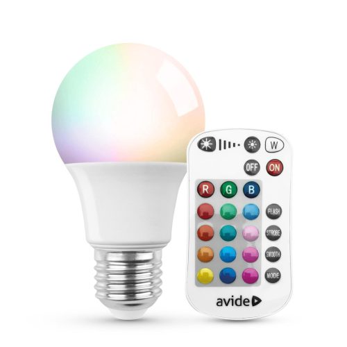 Avide Smart LED gömb A60 9.7W RGB+W 2700K IR Távirányítóval