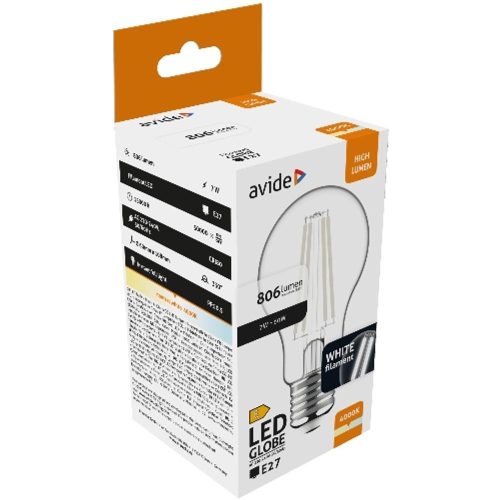 AVIDE Led White Filament Globe 7W E27 Nw 4000K