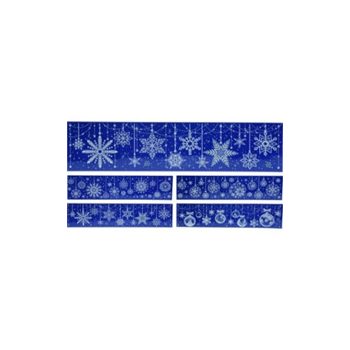   BCC040710  Karácsonyi Matrica Kék-Ezüst 64x15cm 4 Féle Mintával