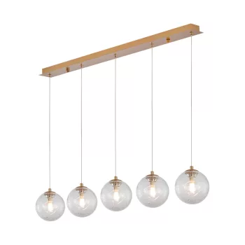 BRAYTRON S002S kristályüveg függeszték, 5 izzós (arany)