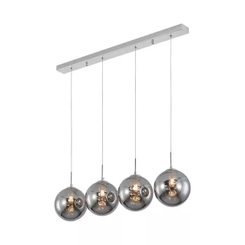   BRAYTRON S003S füst/borostyán üveg függeszték, 4 izzós (króm)